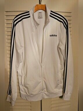adidas White Track Jacket with Black Three-Stripes